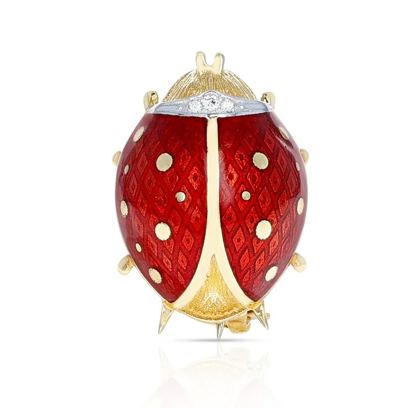 Broche Coccinelle (ladybug) Avec Strass - Occasion - Bijou Fantaisie Animalier - Parfaite Pour Customiser