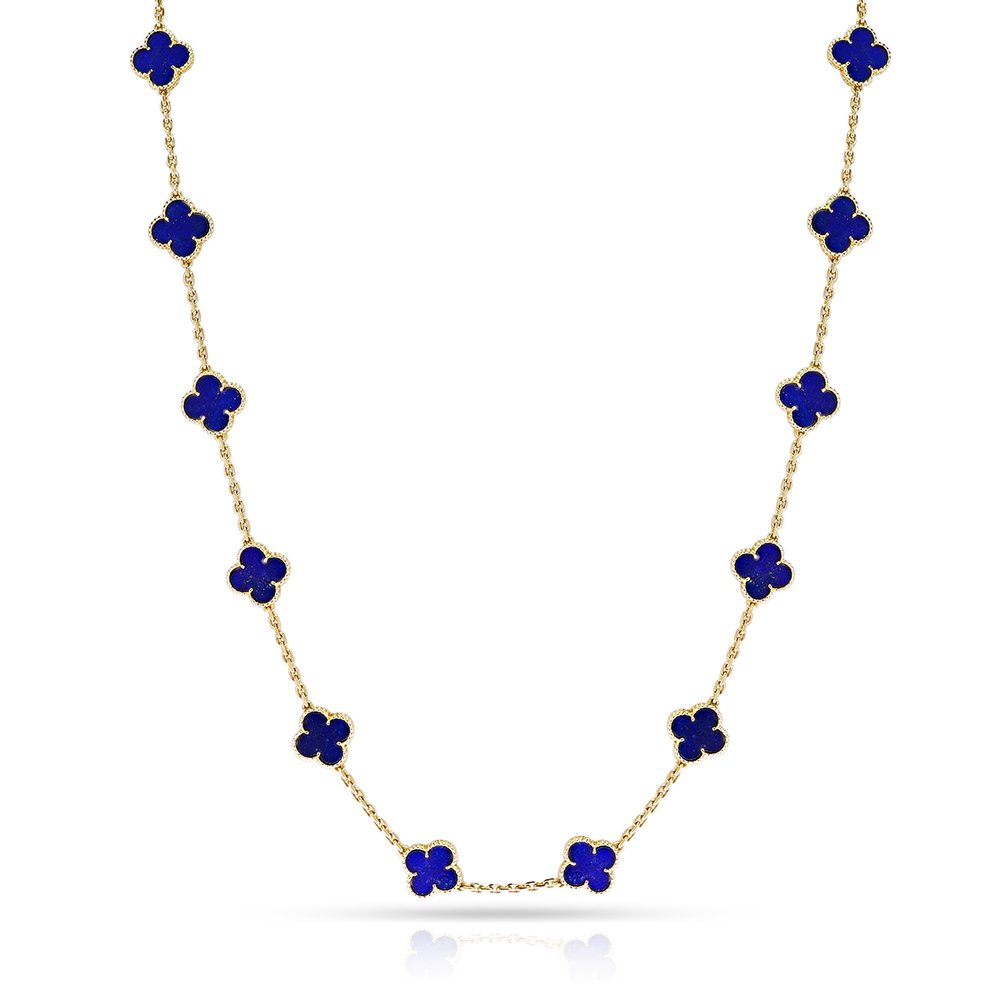 Rose Gold Diamond Van Cleef Jewelry , Vintage Alhambra Necklace 20 Motifs