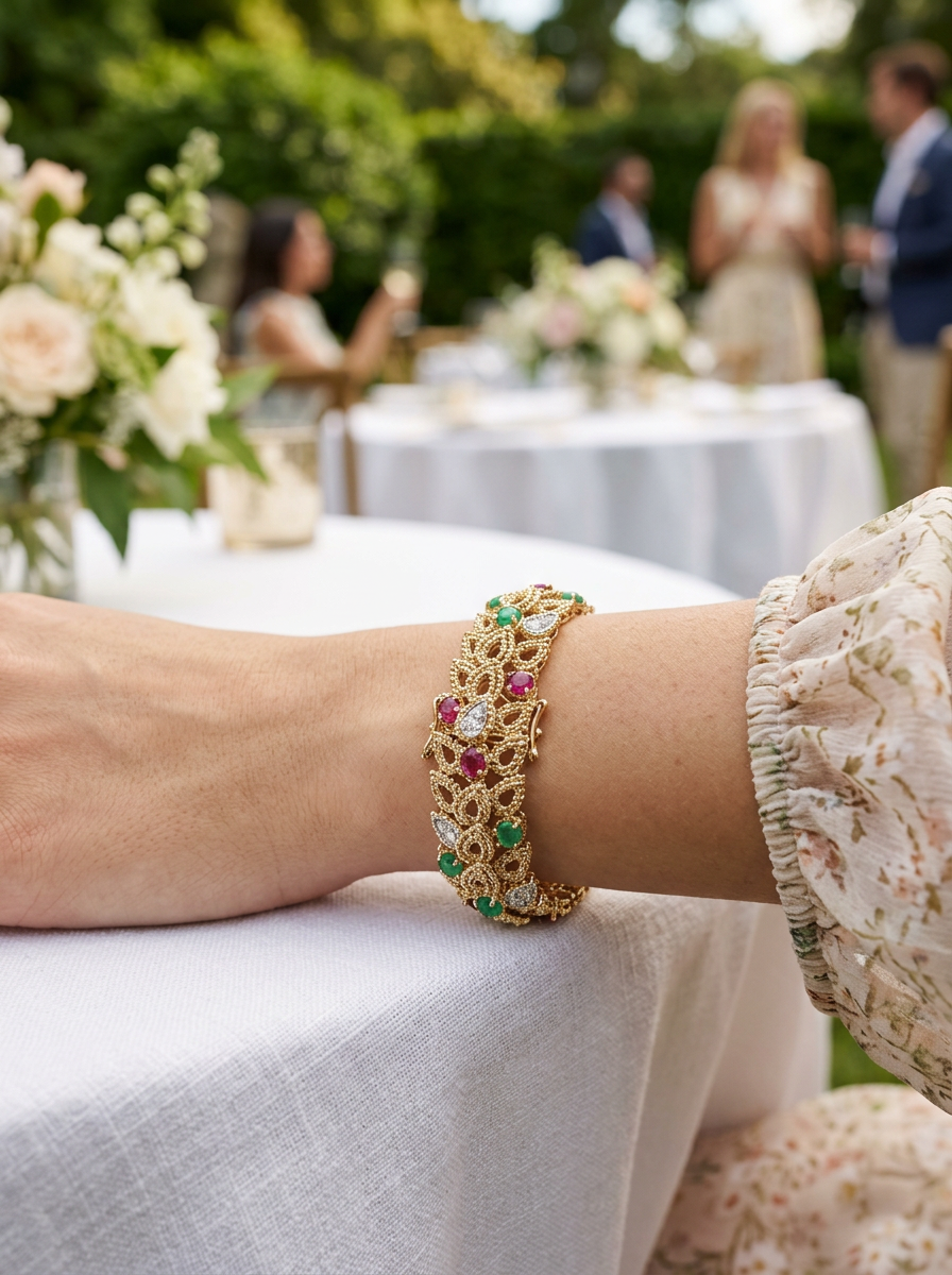 vancleef_emerald_ruby_sapphire_diamond_18k_yellowgold_leaf_bracelet.png