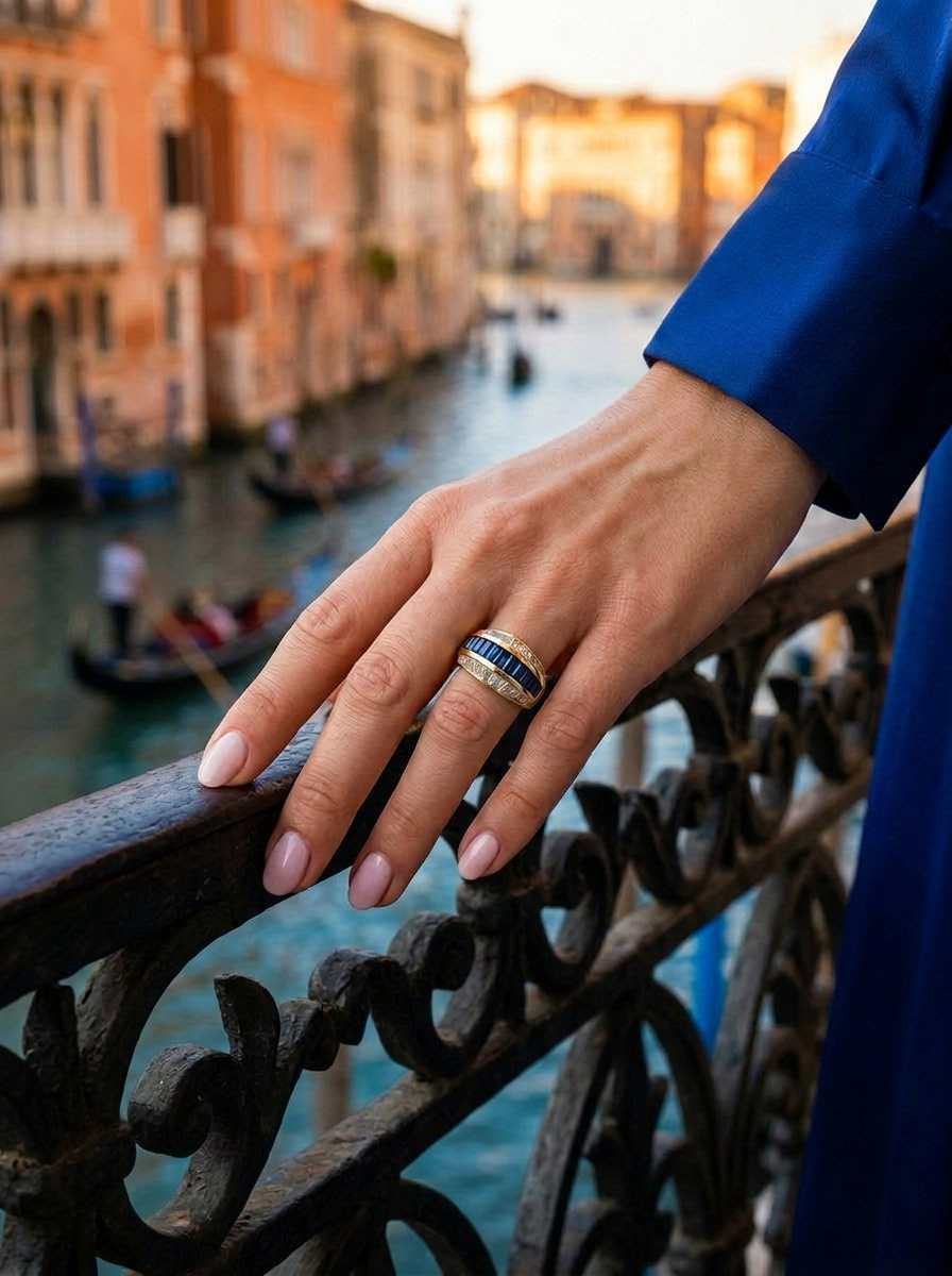 Cartier Sapphire and Diamond 18K Yellow Gold Ring.png