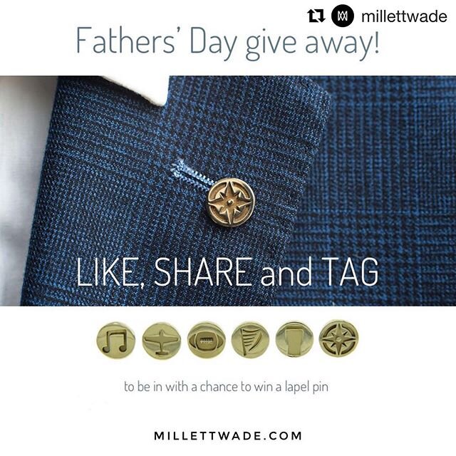 @millettwade
・・・
To celebrate Fathers&rsquo; Day we are giving away a lapel pin of your choice to one lucky winner. 
Just LIKE our Facebook page, SHARE the competition and TAG a friend to be in with a chance to win. .....Winner will be announced  Tue