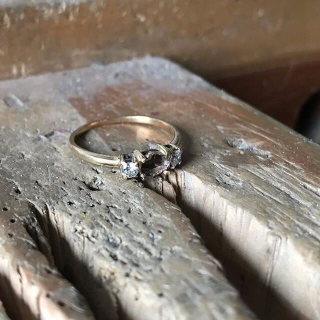 Working on remodelling this ring for a lovely client today. She lost the ruby from her engagement ring and decided instead of replacing it that she would reuse the metal to have a new ring made. I am using her existing diamond and adding a bit of whi
