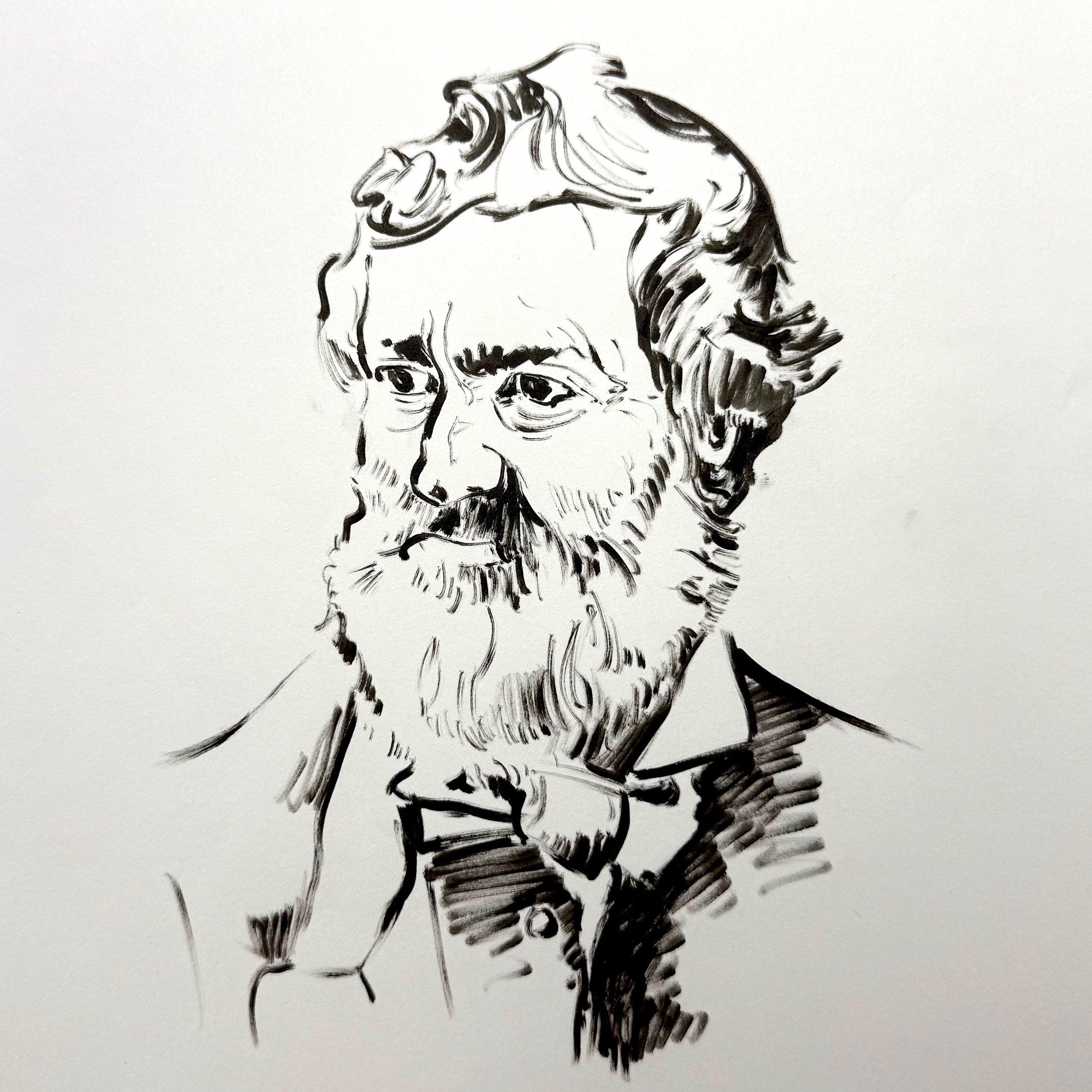 Me at 80? A quick warm up sketch with pen &amp; ink (based on photo).