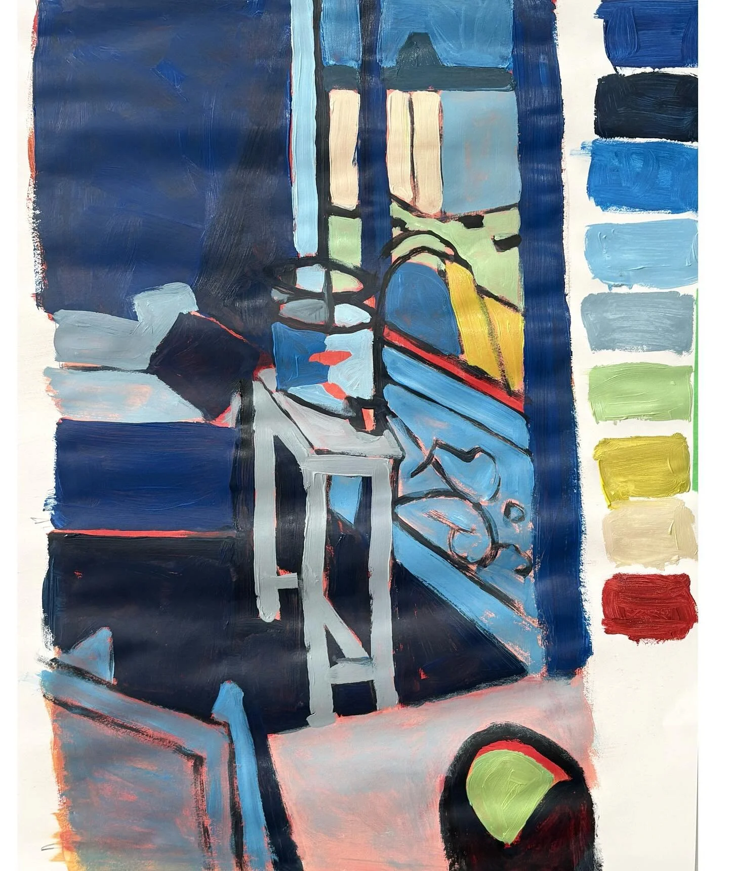 Study of Matisse&rsquo;s &ldquo;Interior with a Bowl with Red Fish&rdquo; (1914) from today&rsquo;s Intro to Colour class