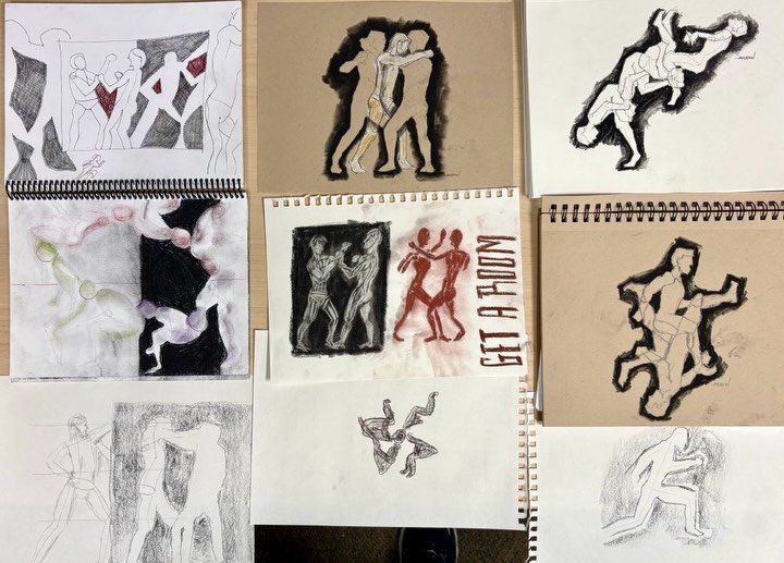 Student studies from my &ldquo;Hands-On Art History&rdquo; course through continuing studies at the University of Victoria. Such a great group. We&rsquo;ve been exploring drawing ideas through periods in Western Art History. I&rsquo;ll be offering th