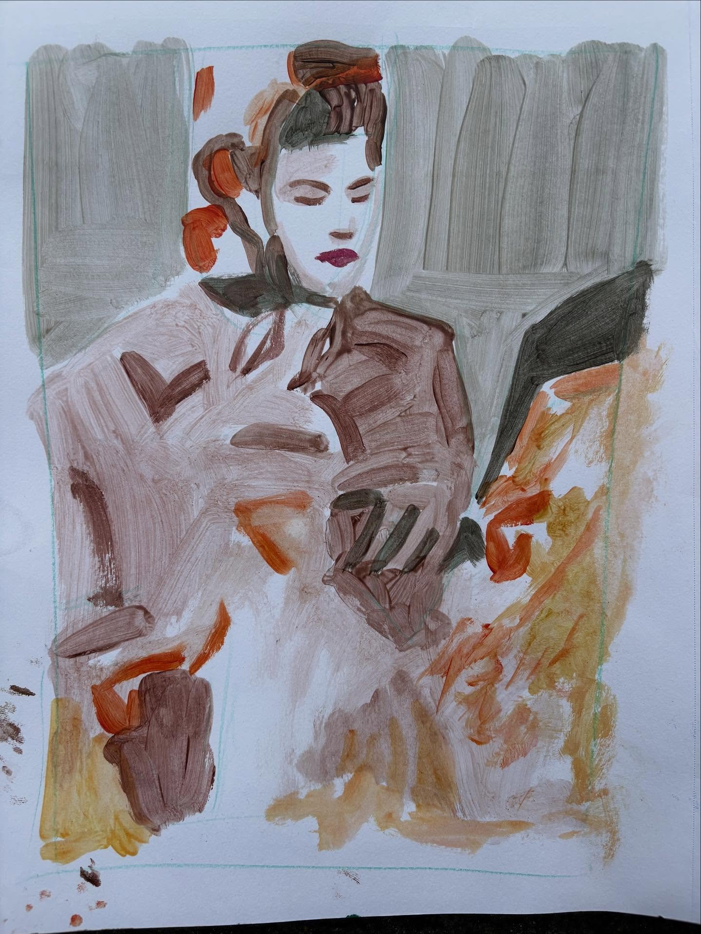 Some demos from this past week&rsquo;s online painting and drawing classes: studies of Elizabeth Peyton and Alice Neel, portrait and figure studies with underpaintings, and a charcoal and eraser drawing based on a painting by Frans Hals