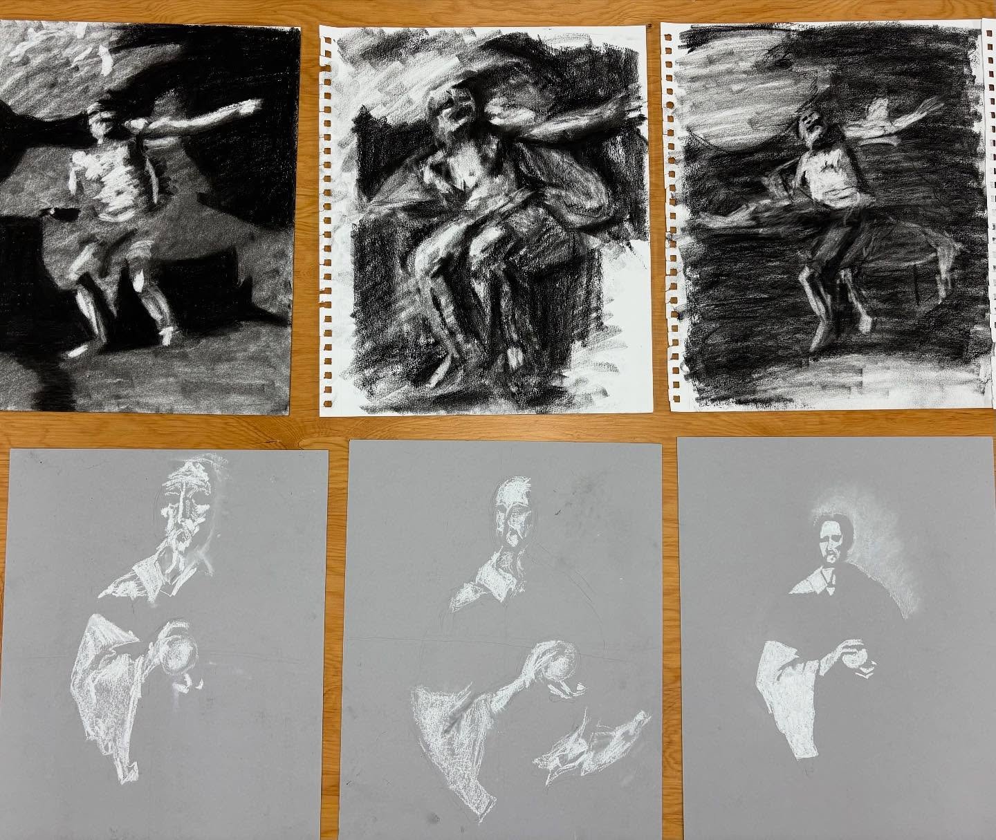 Check out these expressive and dramatic drawings made by students in my drawing class @arts.underground