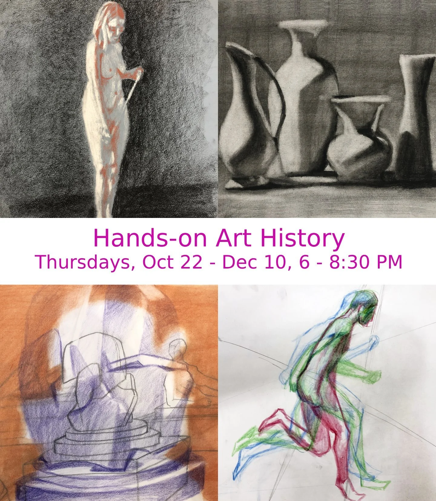 I have two drawing classes coming up this fall through UVic Continuing Studies at the UVic campus: 

>>>Hands-on Art History | Thursdays | Oct 22 - Dec 10 | 6:00 - 8:30 pm

>>>Figure Drawing | Tuesdays | Sept 22 - Nov 10 | 6:00 - 8: