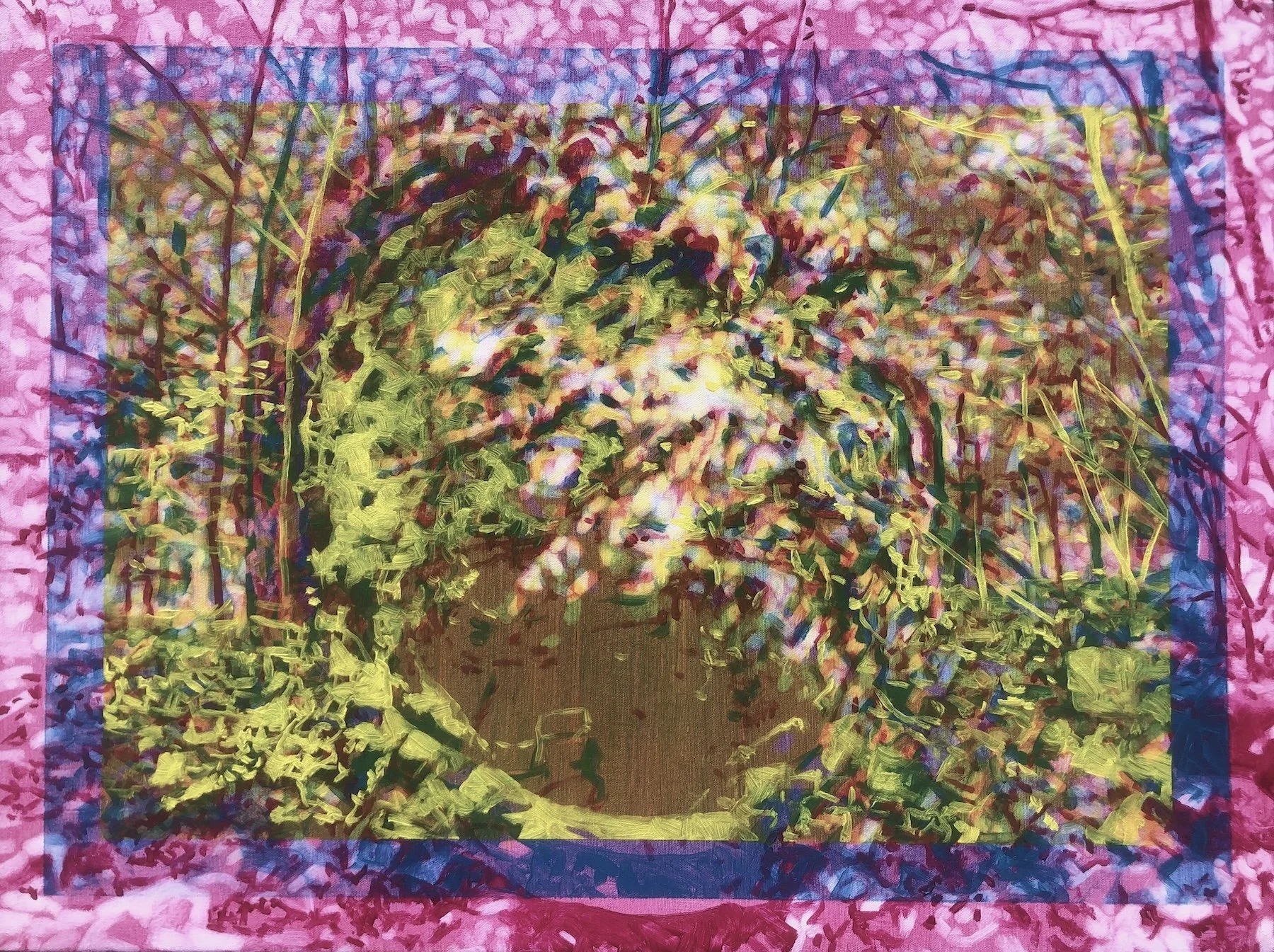 Monument 19 (towards and away), oil on canvas, 24" x 32", 2025