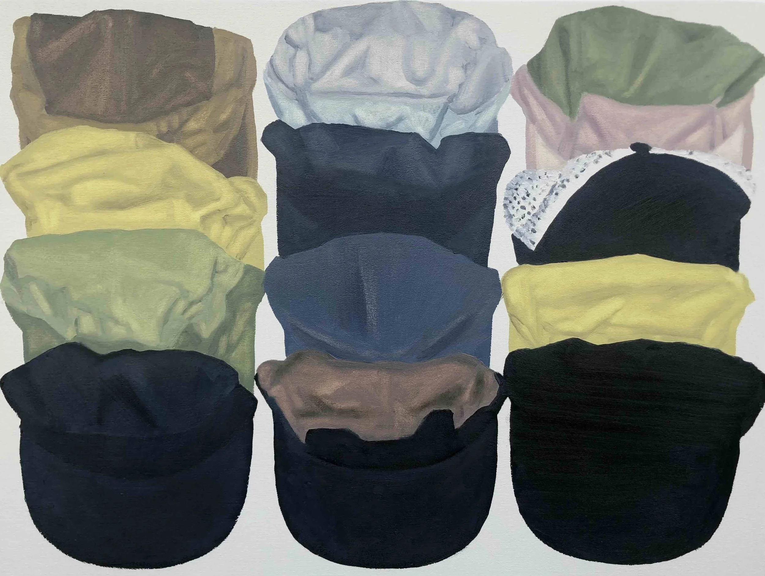 Too Many Running Hats, oil on canvas, 18" x 24", 2025
