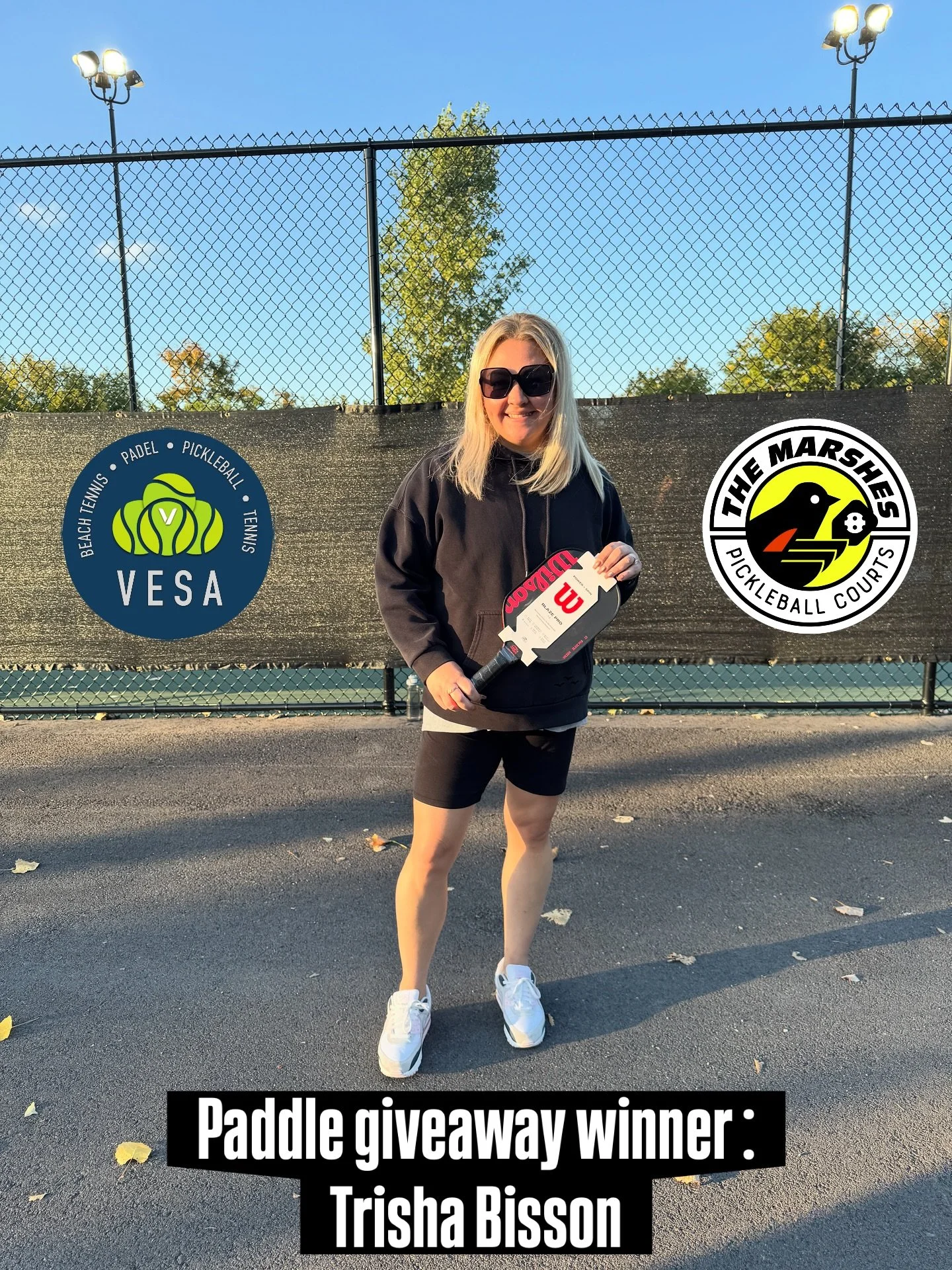 Congratulations to Trisha Bisson, contest winner from our latest paddle giveaway. Thank you to @performancepickleball @wilsonpickleball for always providing us with the best equipment. See you on the courts! 🏓🛍️

#vesapickleball #marshespickleball 