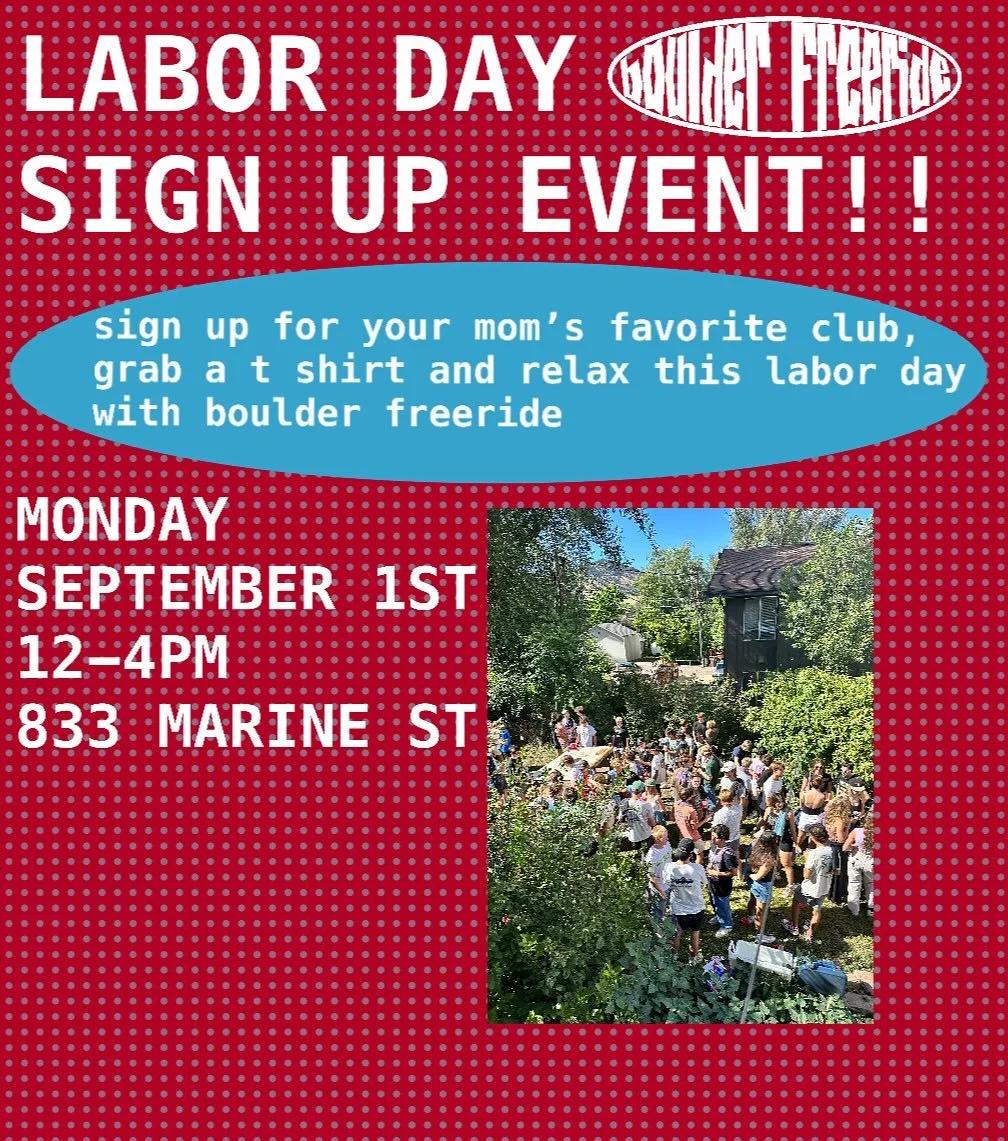 We loved seeing everyone at be involved fair and can’t wait to get some awesome new members!! Our first SIGN UP EVENT is tomorrow from 12-4 at 833 Marine St. !!! Come sign up, grab your shirt, and hang out with ur fellow freeriders!! Send us a