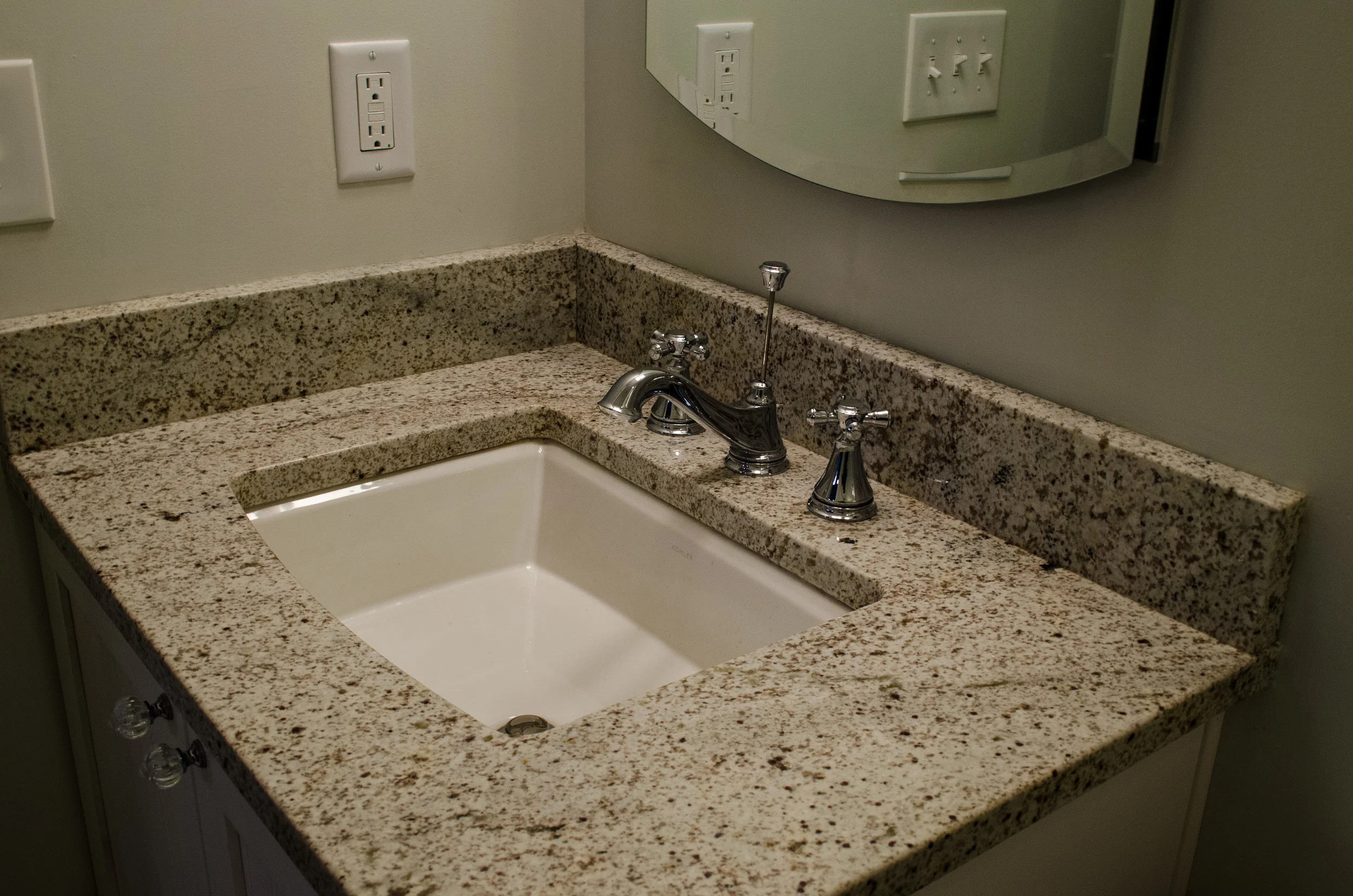 Bathroom sink and faucet fixture