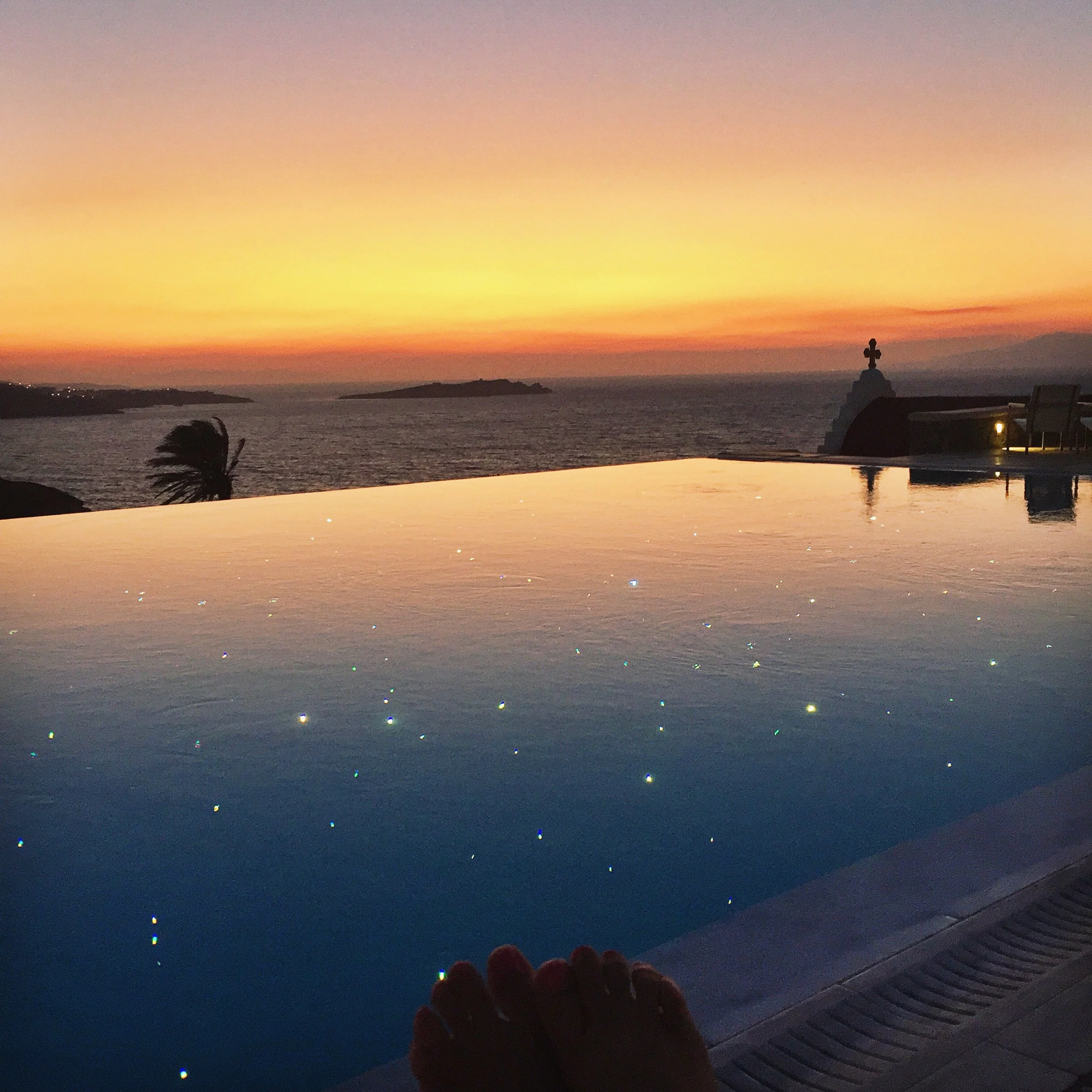 The sunset view from Bill and Coo Hotel
