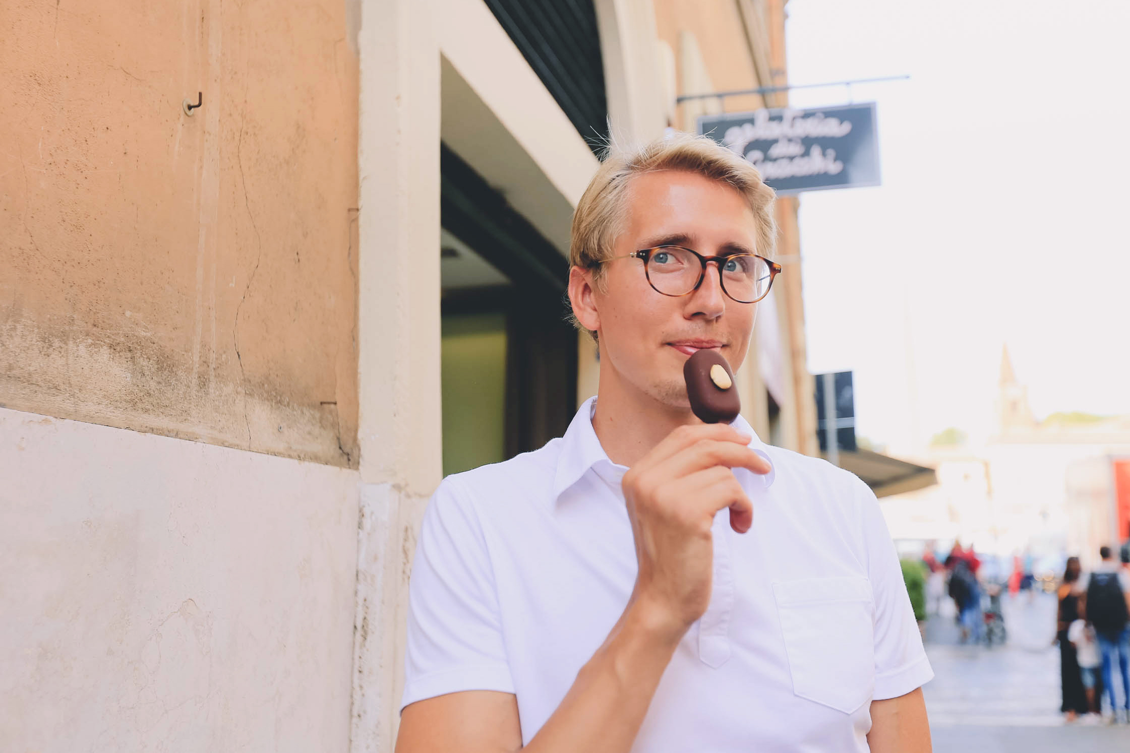 Alex enjoying Rome's best gelato :)