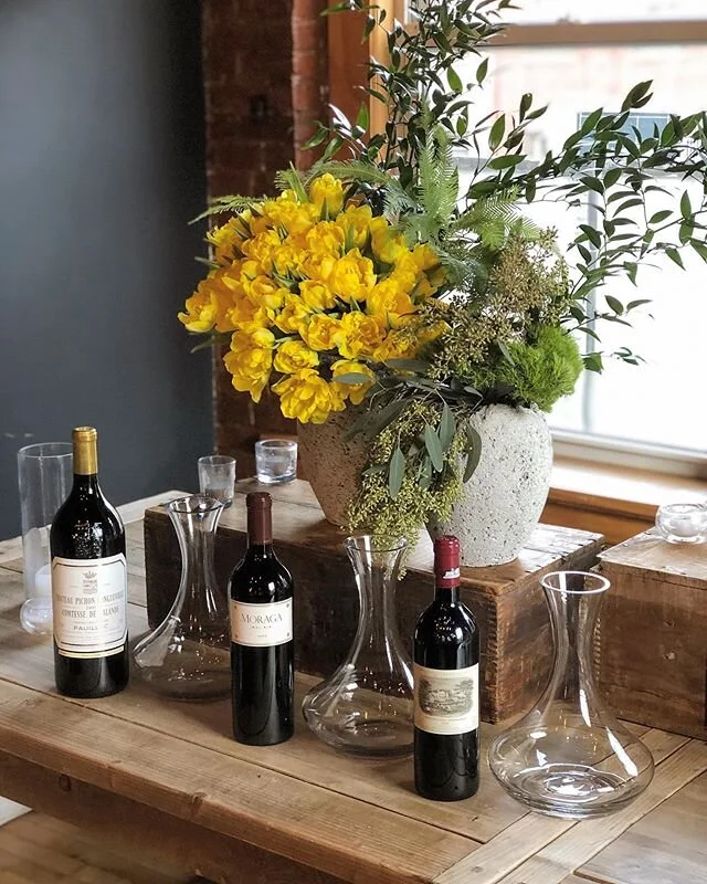 Some real heavy hitters in the #wine department this week. Did you happen to notice the #vintage on the bottles? 💐 by @nicolascogrel #pauillac #redwine #bordeaux