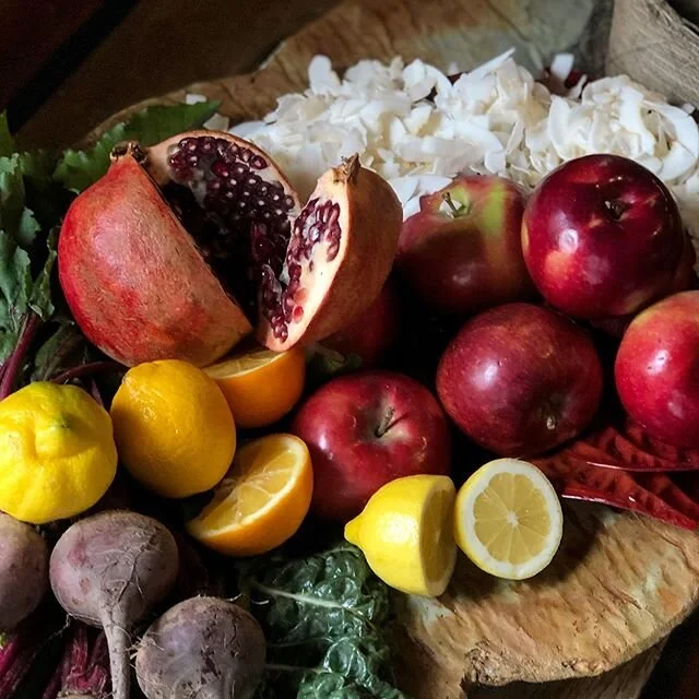 #FunFact - This week we learned that these fruits and veggies are some of the core ingredients in @beyondmeat new Beyond Breakfast Sausage! (They were absolutely delicious, and come in original and spicy!) #beyondmeat #ingredients #lemon #beet #pomeg