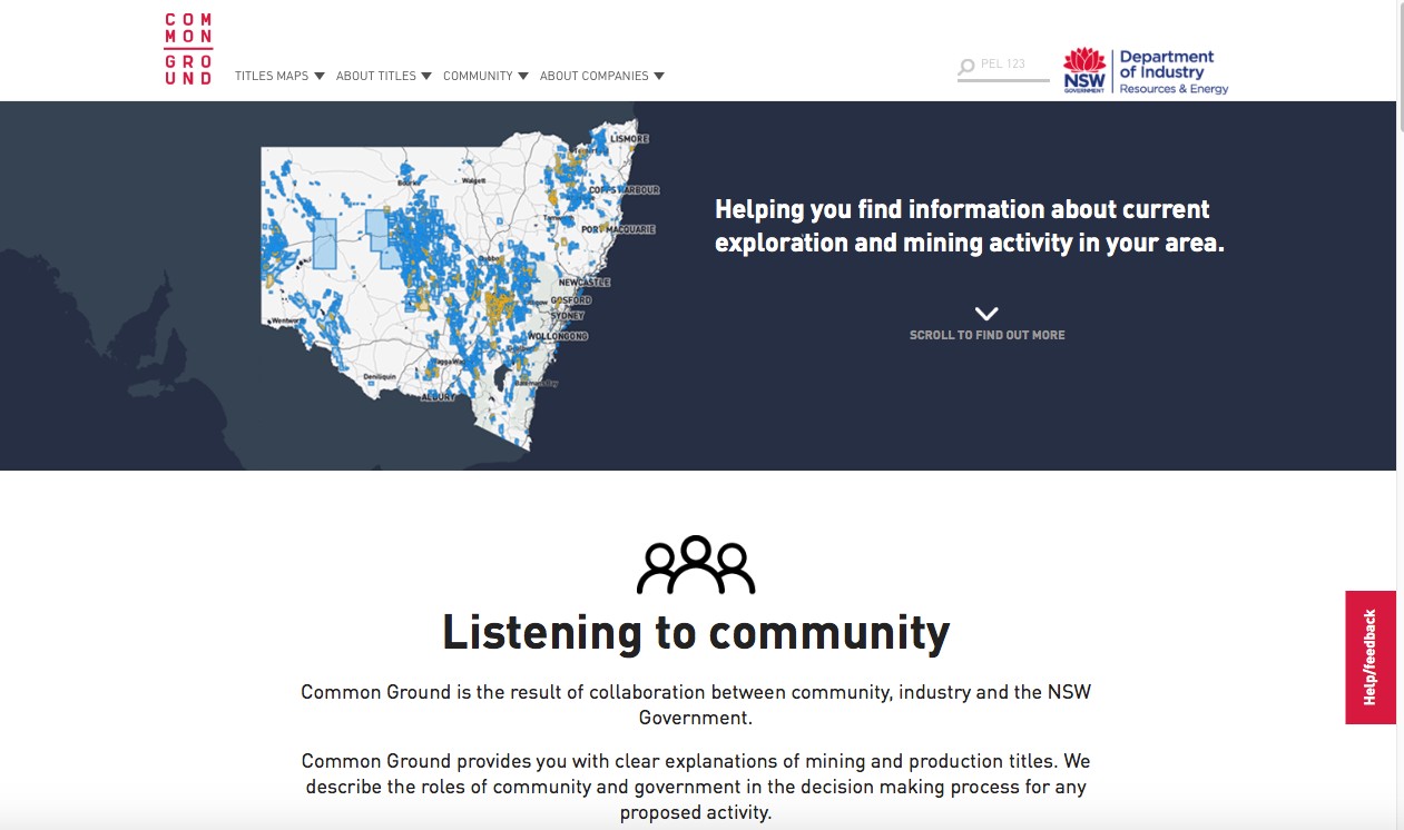 Common Ground web app home page