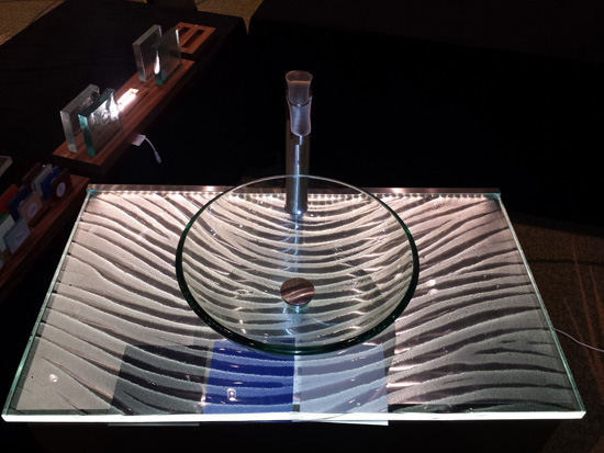 Studio L Glassworks glass countertop displayed at SEN 2015 Conference.