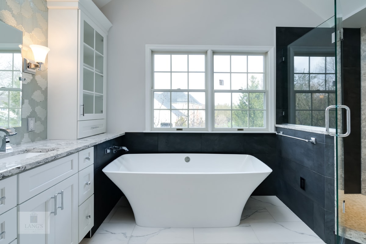 contemporary bath design with freestanding tub