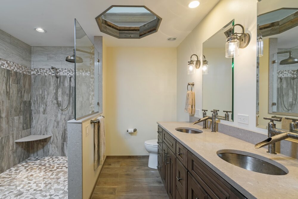 bathroom design with skylight