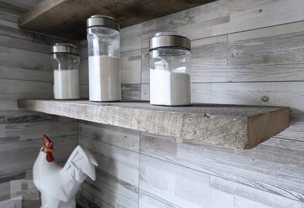 kitchen design with rustic shelves