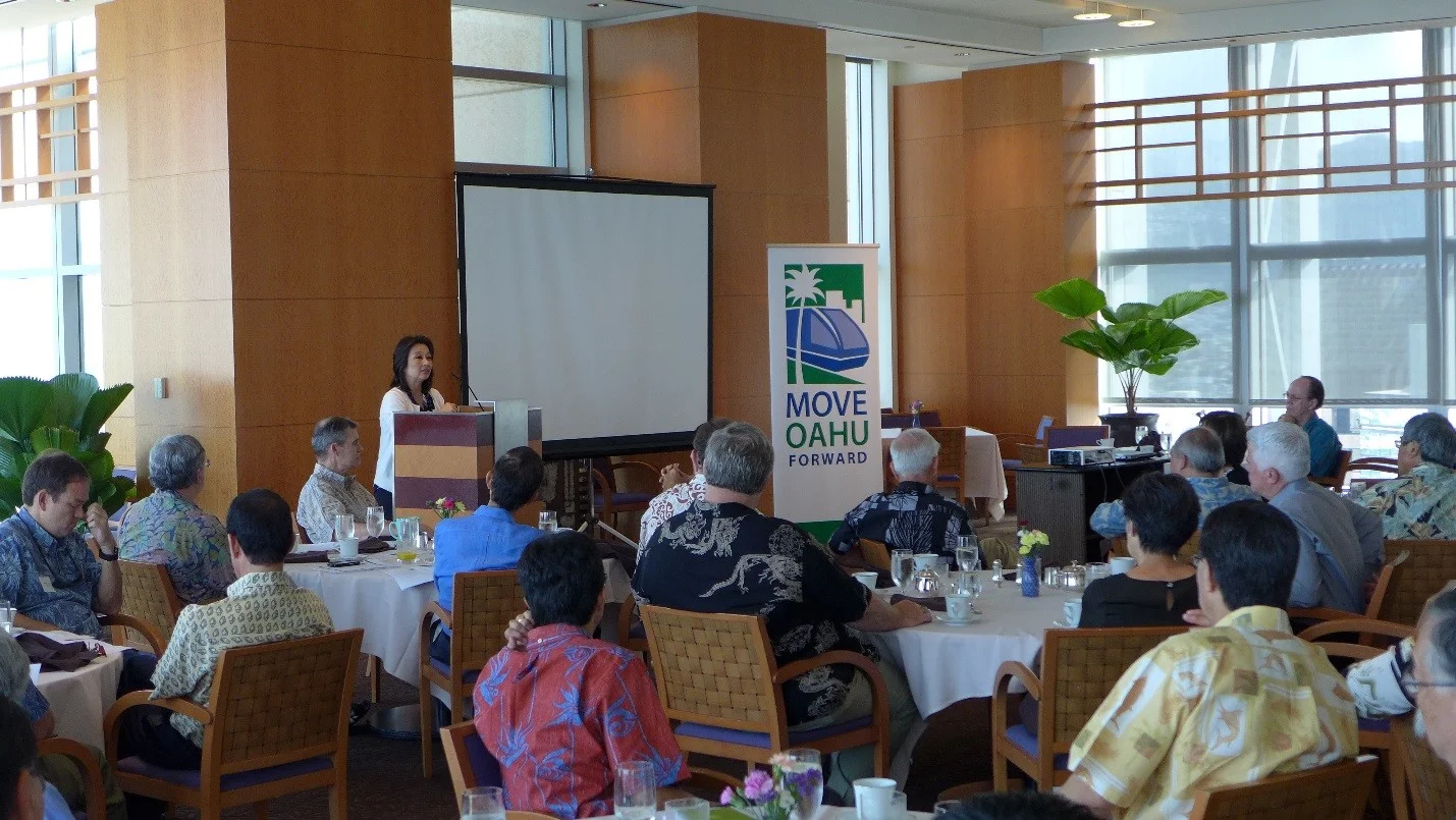 House Finance Chair Sylvia Luke addresses transit issues and encourages the audience to clearly define a long term vision for Honolulu's future.