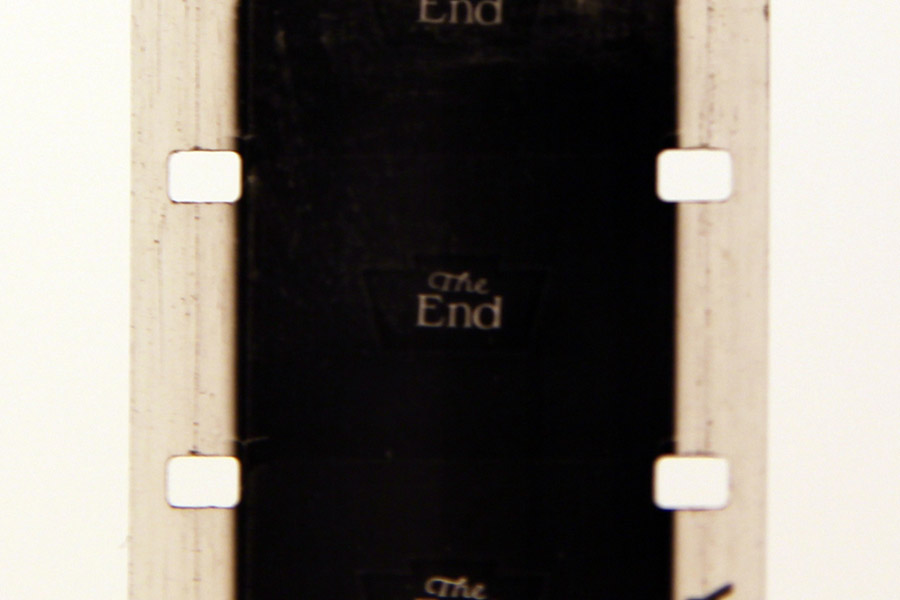  If you look closely and squint a bit, a shape can be seen outlining the words "The End". The same shape was used by Keystone Studios for their logo. Chaplin made his debut for the company in 1914, and ended his work for Keystone the same year. 