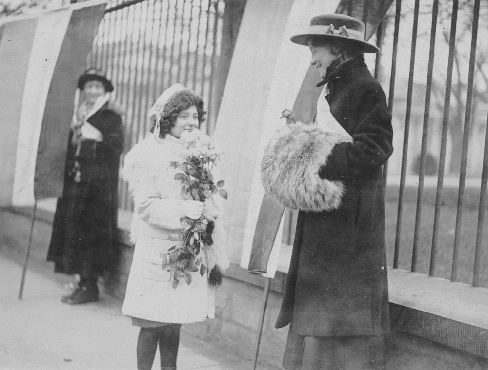 Washington Children Distributing Flowers to Congressional Union White House Pickets