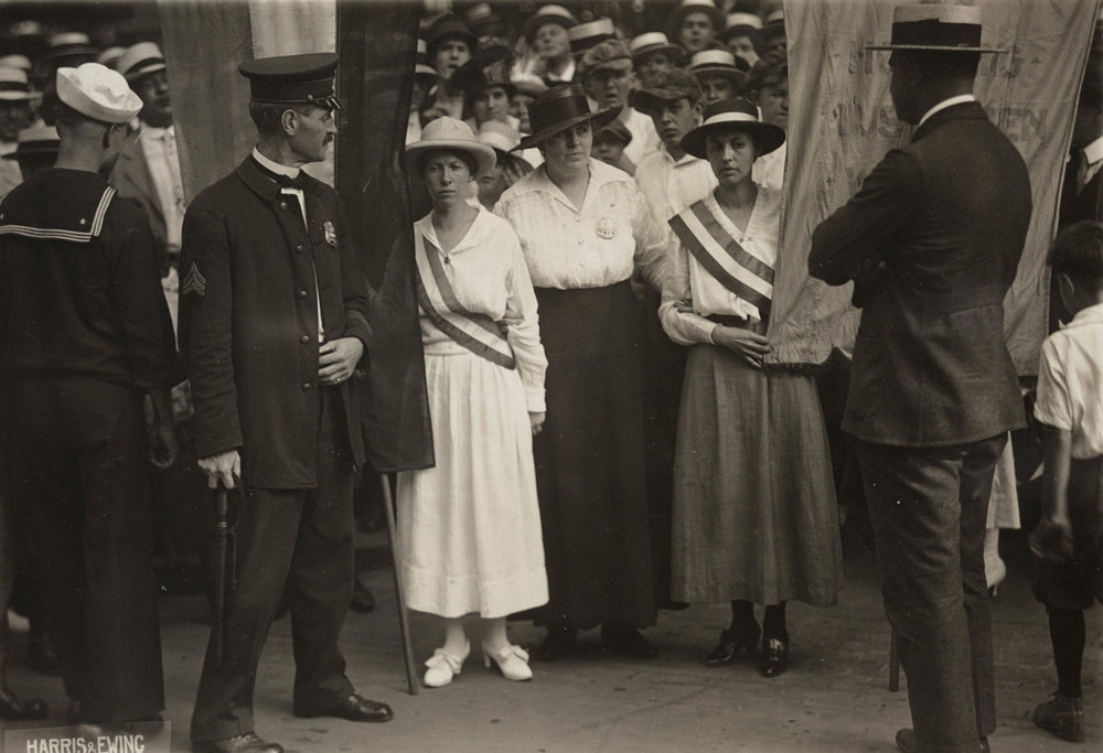 Arrest of White House pickets Catherine Flanagan of Hartford, Connecticut (left), and Madeleine Watson of Chicago (right)