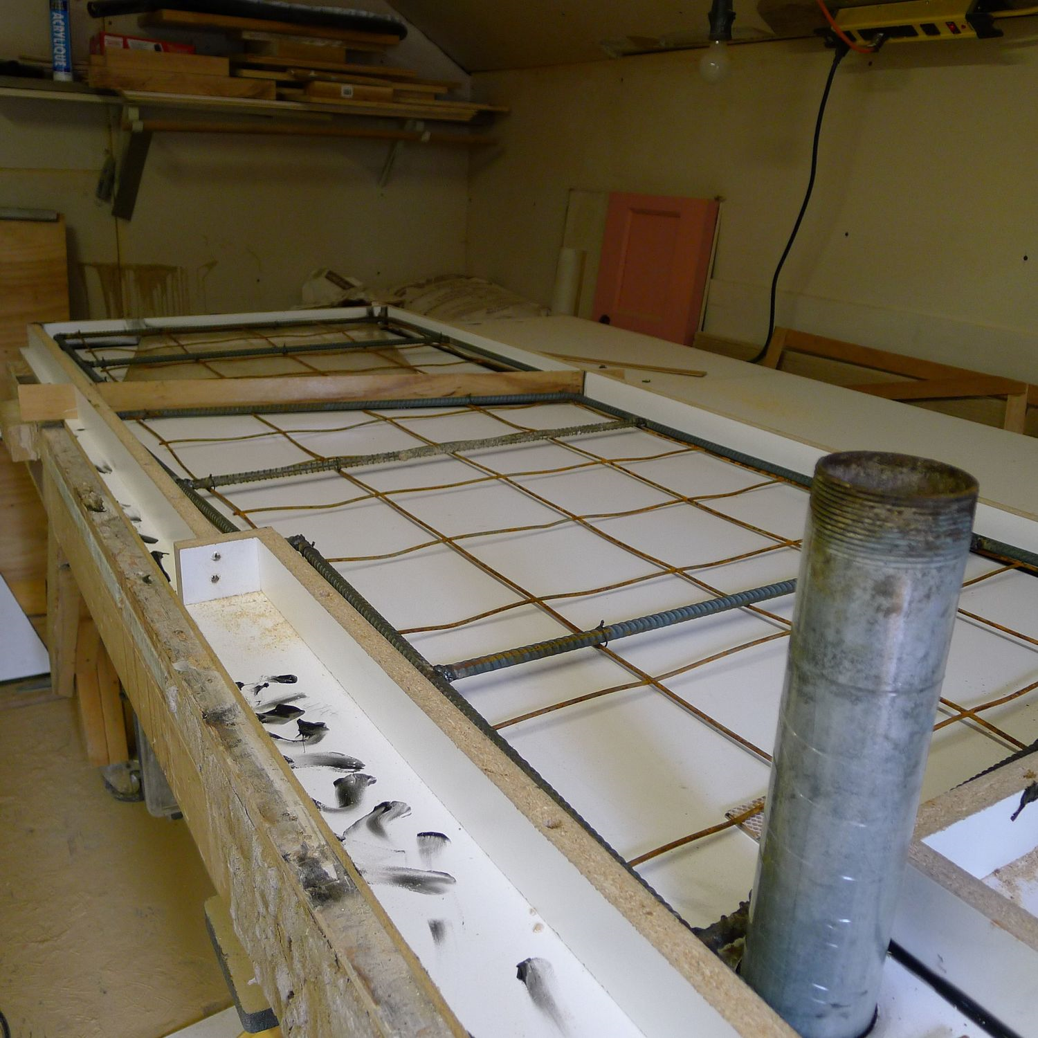 Laying out the form for the concrete counters