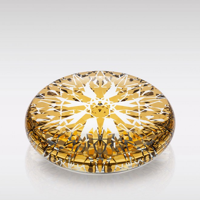 Diamond / Unique 1/1, 24-karátové zlato, optické sklo, 15 x 15 x 5 cm