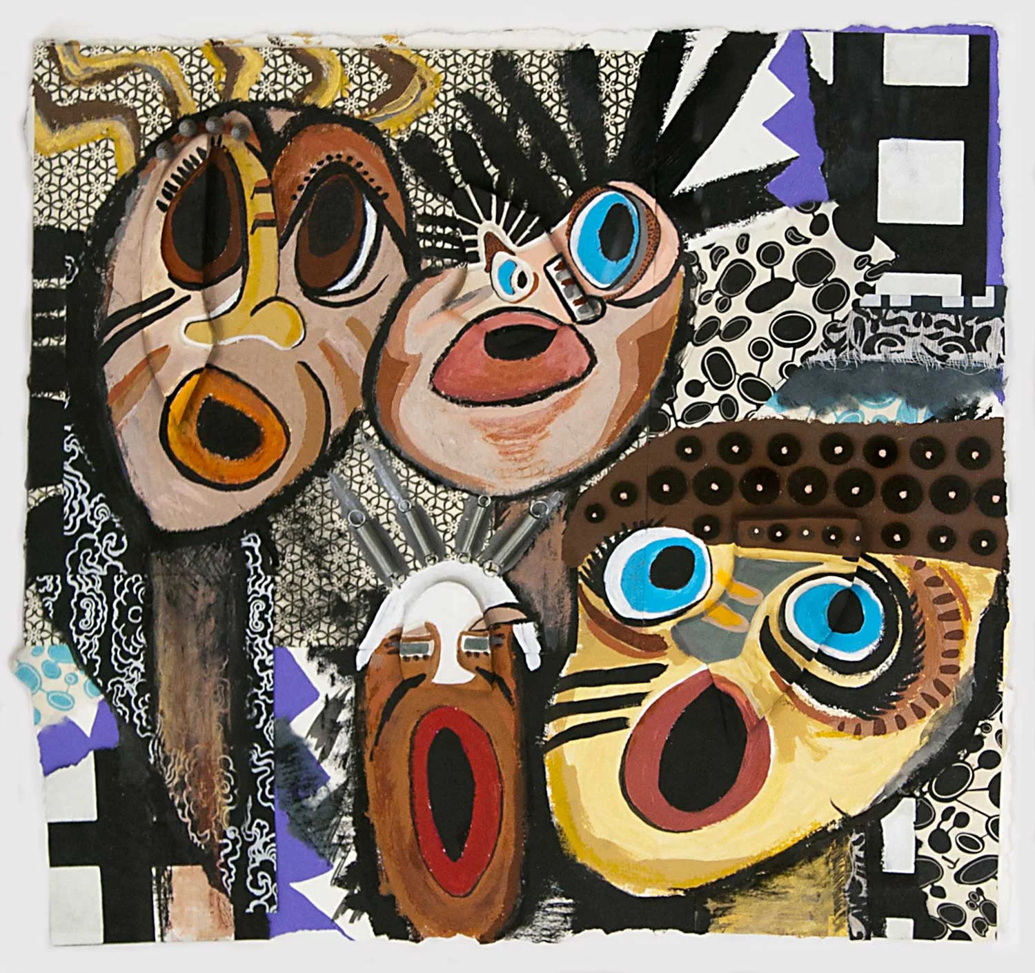 Neighbors in the Hood 25x25" mixed media
