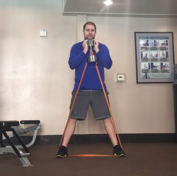 TODAY'S EDGE: NO SQUAT RACK IN THE HOTEL GYM? TRY THE BANDED DB GOBLET SQUAT