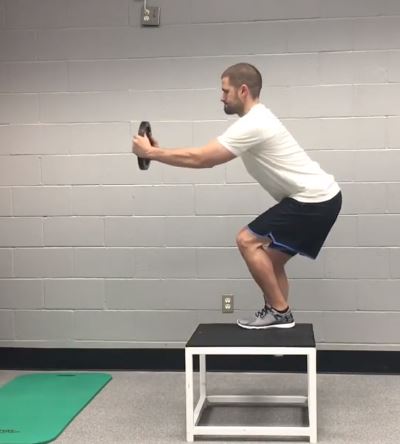 You need to train to improve the skill of absorbing impact. This 1-Leg Counterweight Squat will help you improve your landings. 