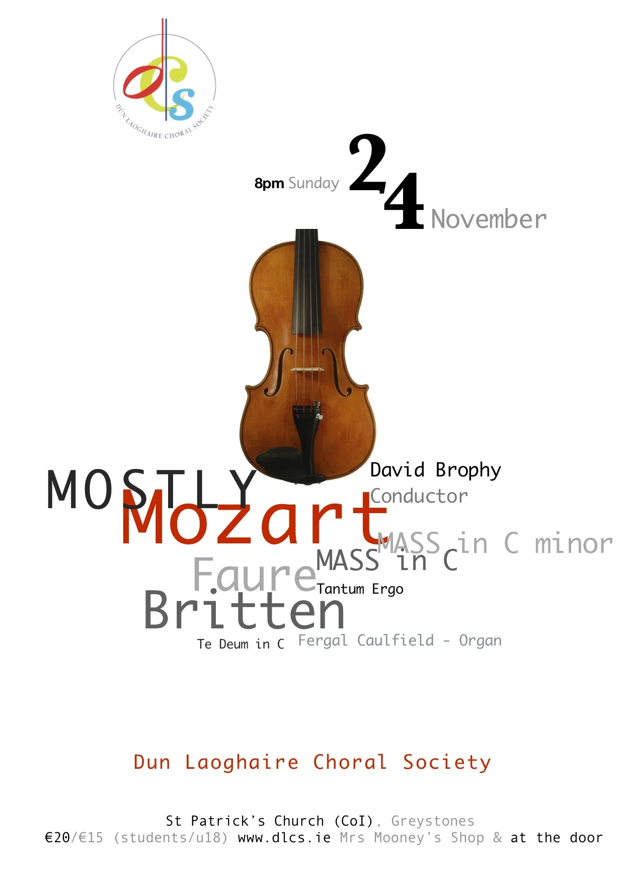 "Mostly Mozart" Concert by Dun Laoghaire Choral Society, 24 November 2013