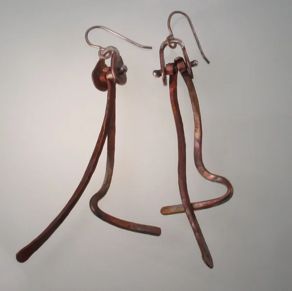 copper assymetrical earrings