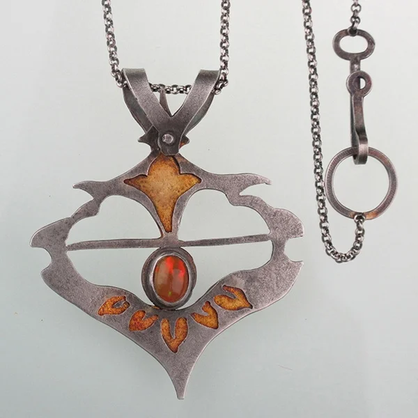 art nouveaux style sterling and gold necklace