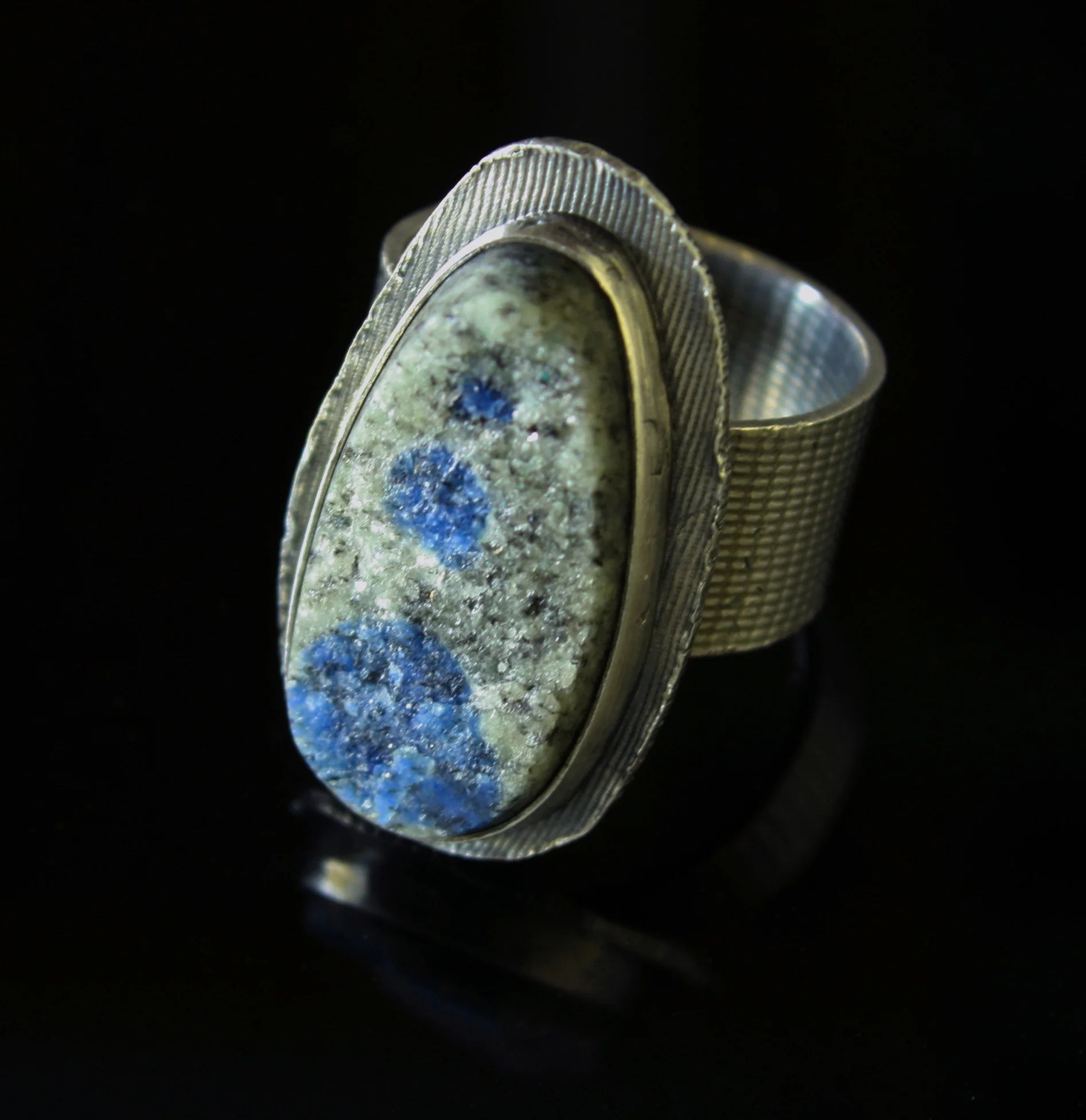 Granite and azurite ring