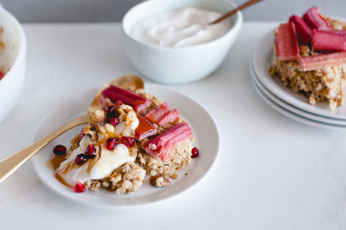 Baked Oatmeal with Rhubarb