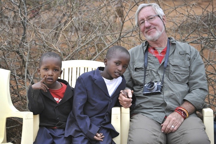 The photographer and his friends Lemaiyian and Luyiana near Loikotikok | 2012 | Photo by D. Avery