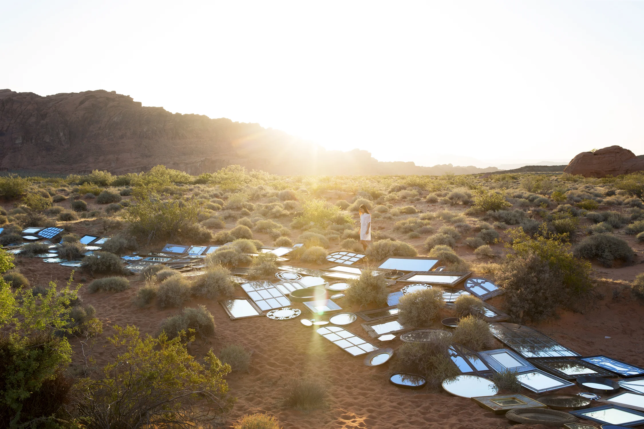 A river of mirrors catches the morning light in the Valley of Fire, Nevada.
