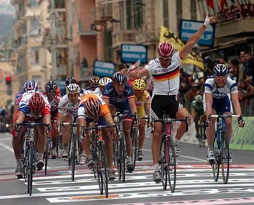 In the 2004 Milan-San-Remo, Erik Zabel was so happy about winning the race that he... well, forgot to make sure that he had won first.