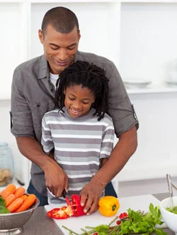 Cooking with your partner or parent can be fun and educational. Just make sure they don't cut your fingers off!