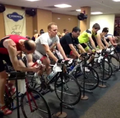 An indoor cycling class at Cadence Cycling and Multisport in Manayunk, Philadelphia, PA