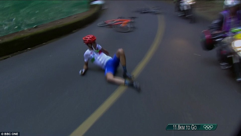 Just when it was starting to look like Vincenzo Nibali had the Olympic road race locked up, he crashed on the descent. 