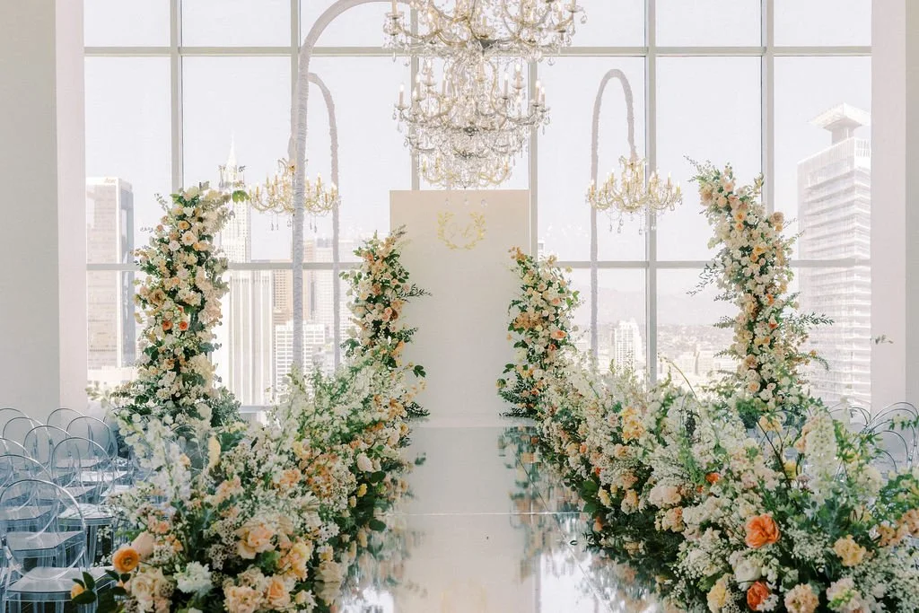 A Sparkling K-Drama Inspired DTLA Penthouse Wedding Ceremony at Golden Hour