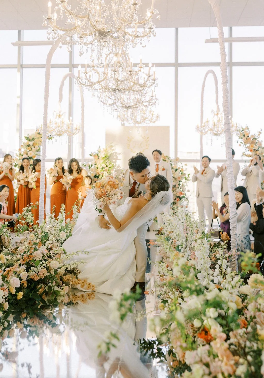 A Sparkling K-Drama Inspired DTLA Penthouse Wedding Ceremony at Golden Hour
