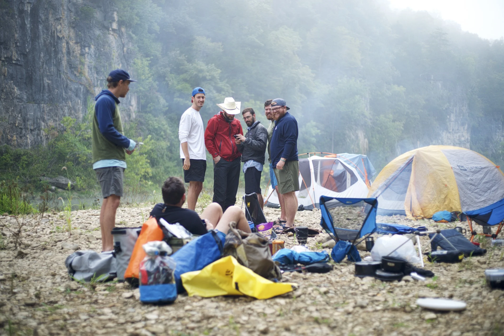 I'm sure that at this moment, Mark has just shouted some hilarious insult at the group as they map out the next day's paddle. 