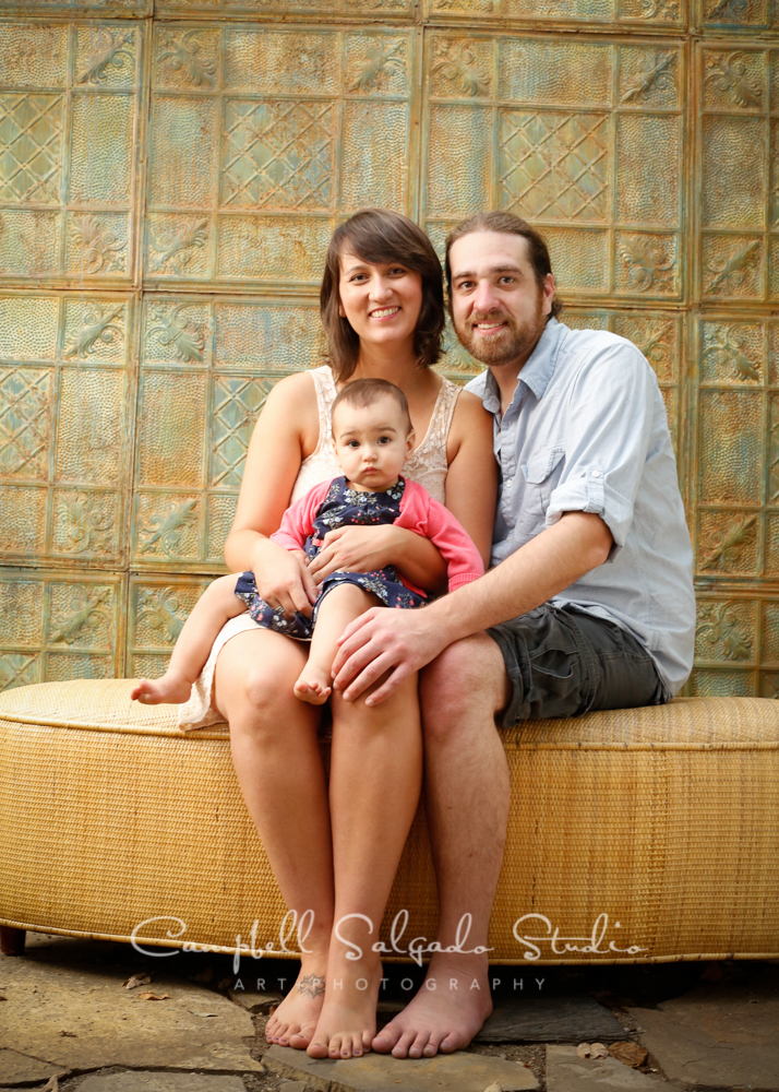  Portrait of family on vintage colored tin background&nbsp;by family photographers at Campbell Salgado Studio, Portland, Oregon. 